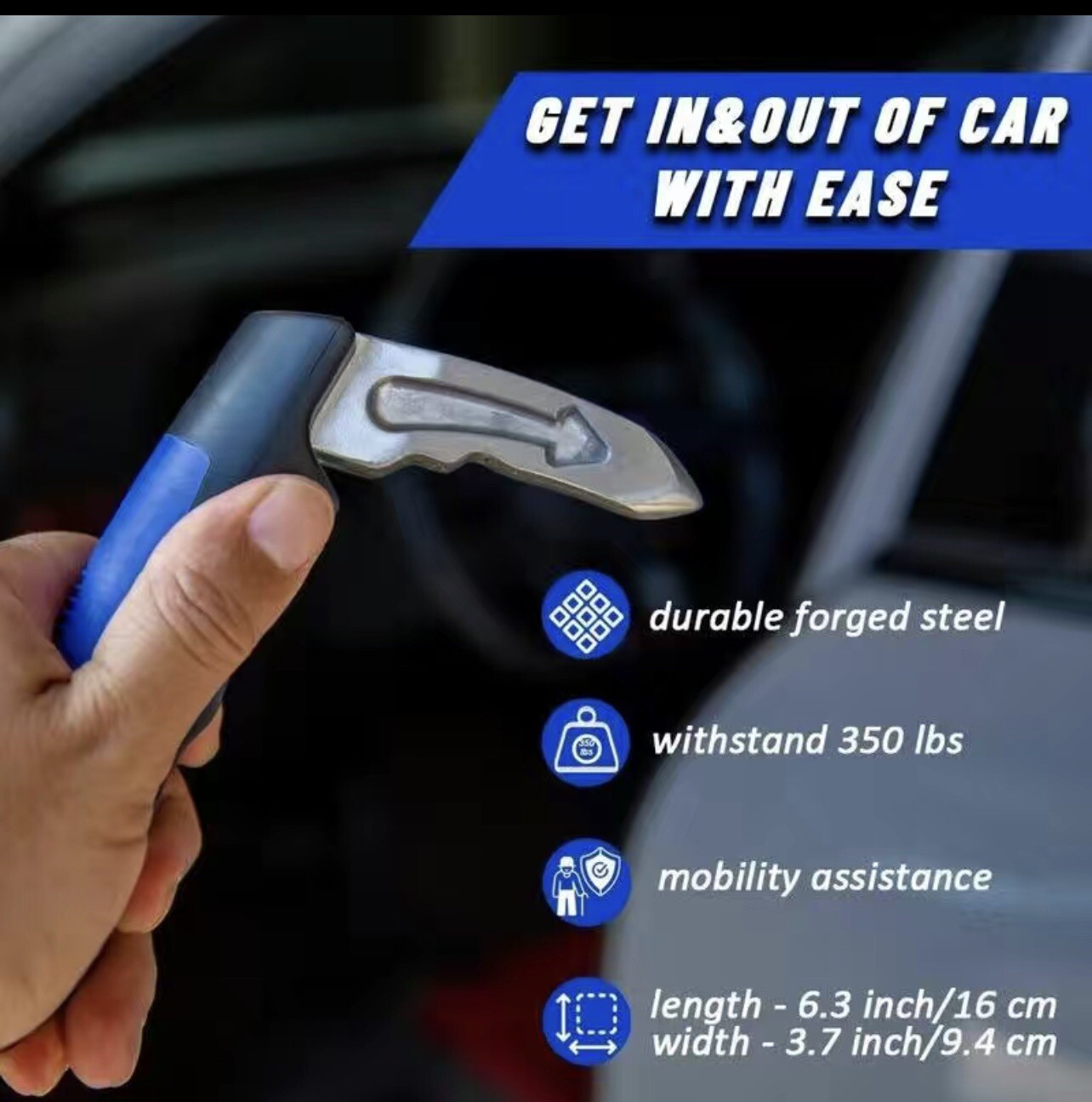 Car Door Handle for Elderly Car Handle Assist Support Multifunction Blue