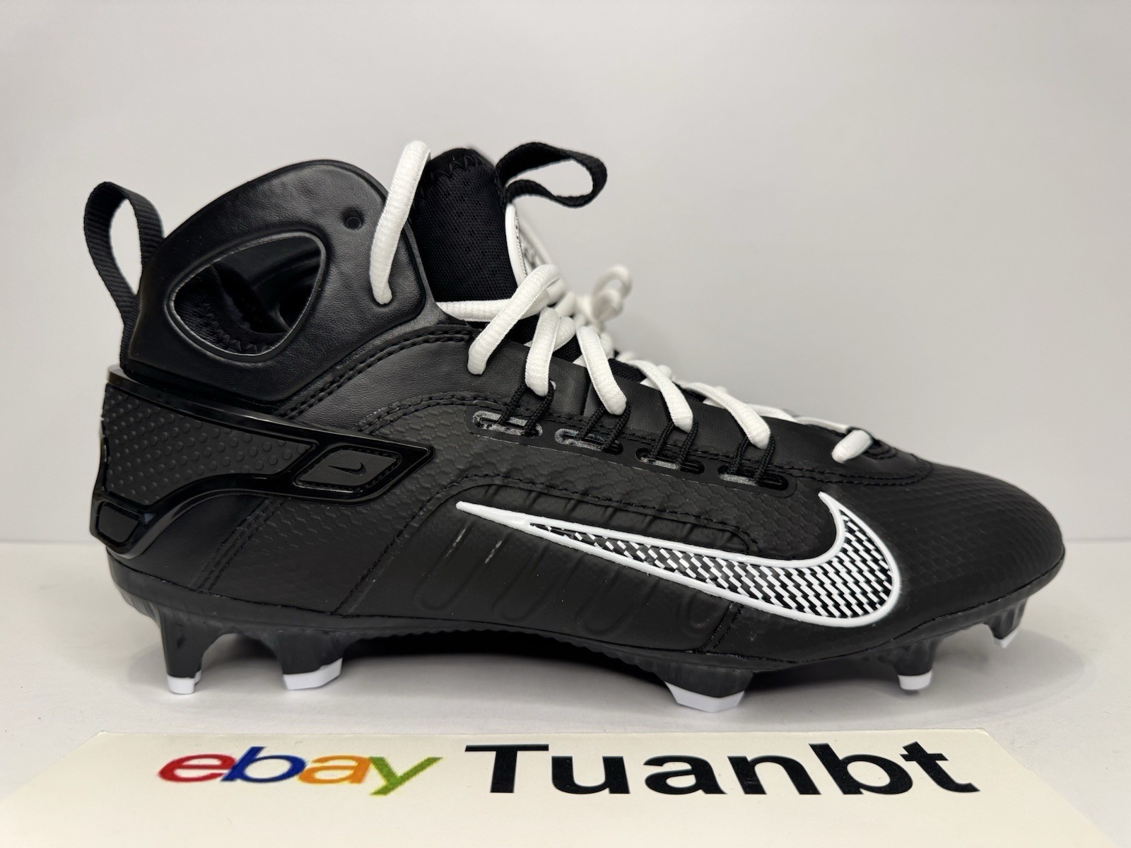 BRAND NEW Nike Huarache 9 Elite Mid Lacrosse LAX Cleats Black/White FD0088-002