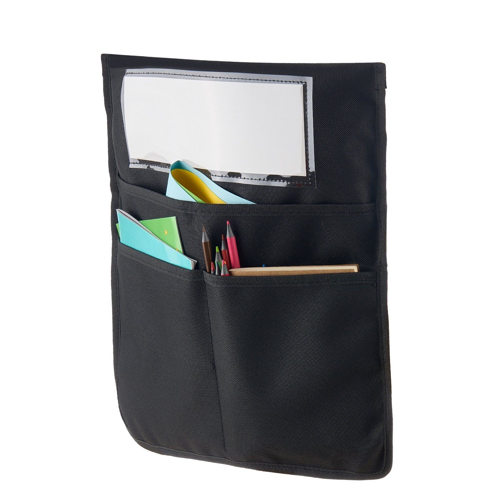 17x19in Chair Pockets 12 Pcs Black with Transparent Name Tag Holder Durable