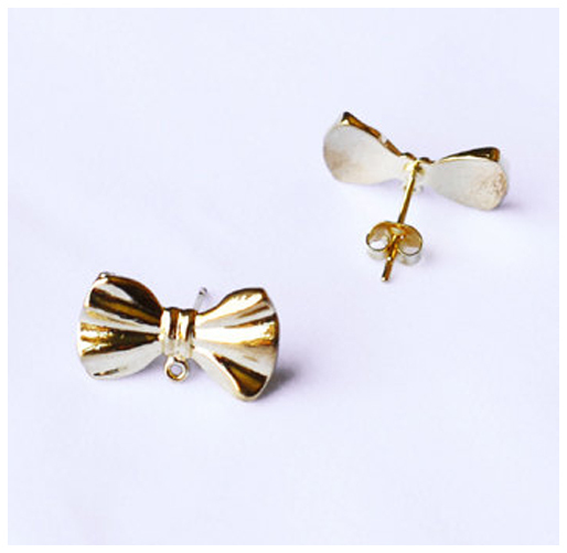 10 pcs Ribbon Bow Earring Earstuds Gold Plated EF018