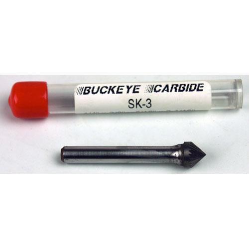 Carbide Burr (SK-3) 90° Included Angle - Single Cut - 1/4 x 3/8 x 3/16 x 2 1/16