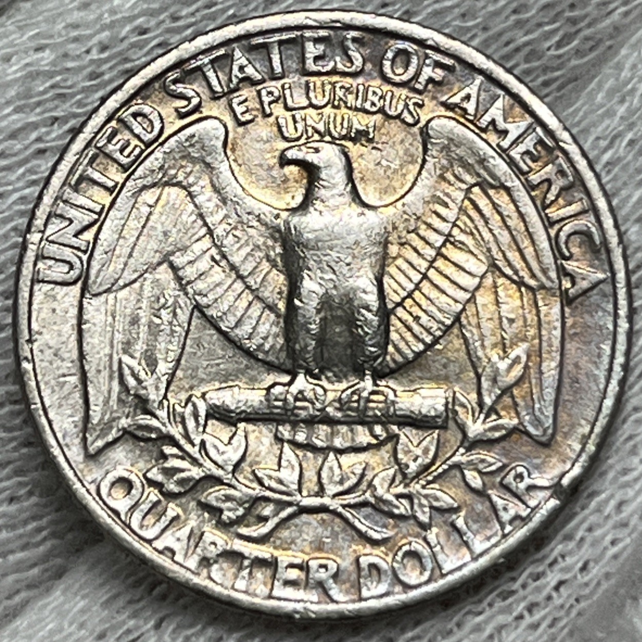1981 P Washington Quarter Errors DDR Strike Through Grease Rainbow Toning