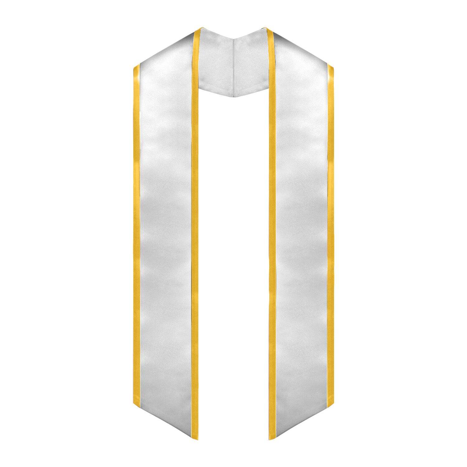 Endea Graduation White/Gold Plain Stole With Trim Color & Angled End