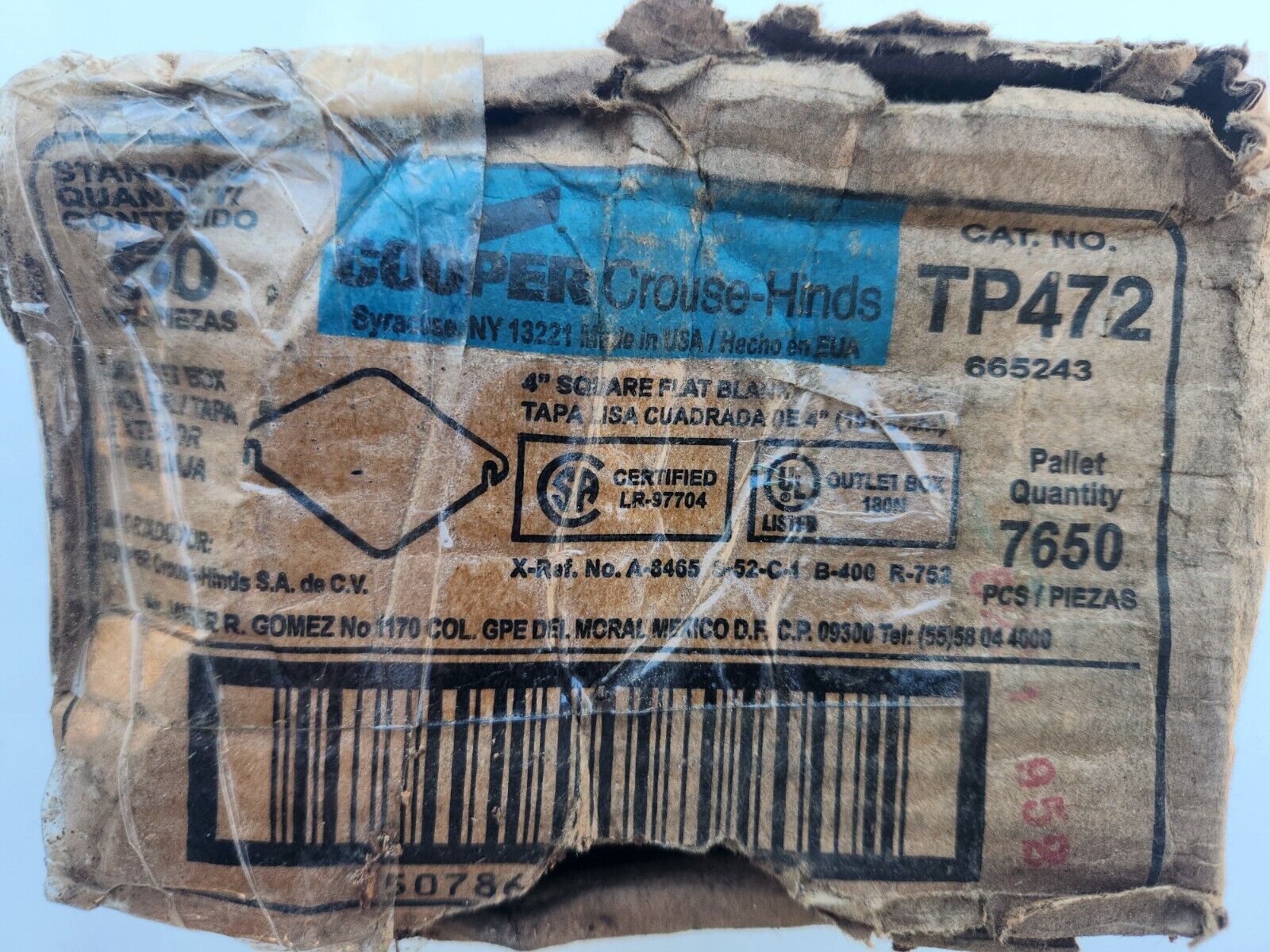 (50 Pk) Cooper Crouse-Hinds 4" Square Flat Blank, read description