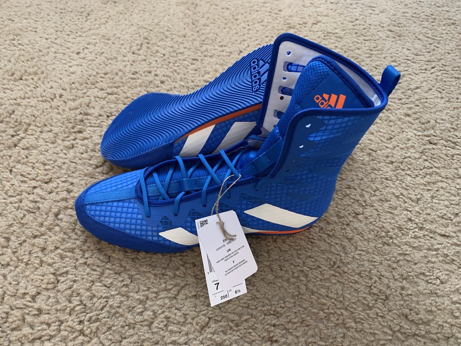 adidas Box Hog 4 Boxing Shoes Blue White Gym Training Size 7 WMNS 8 GW1402