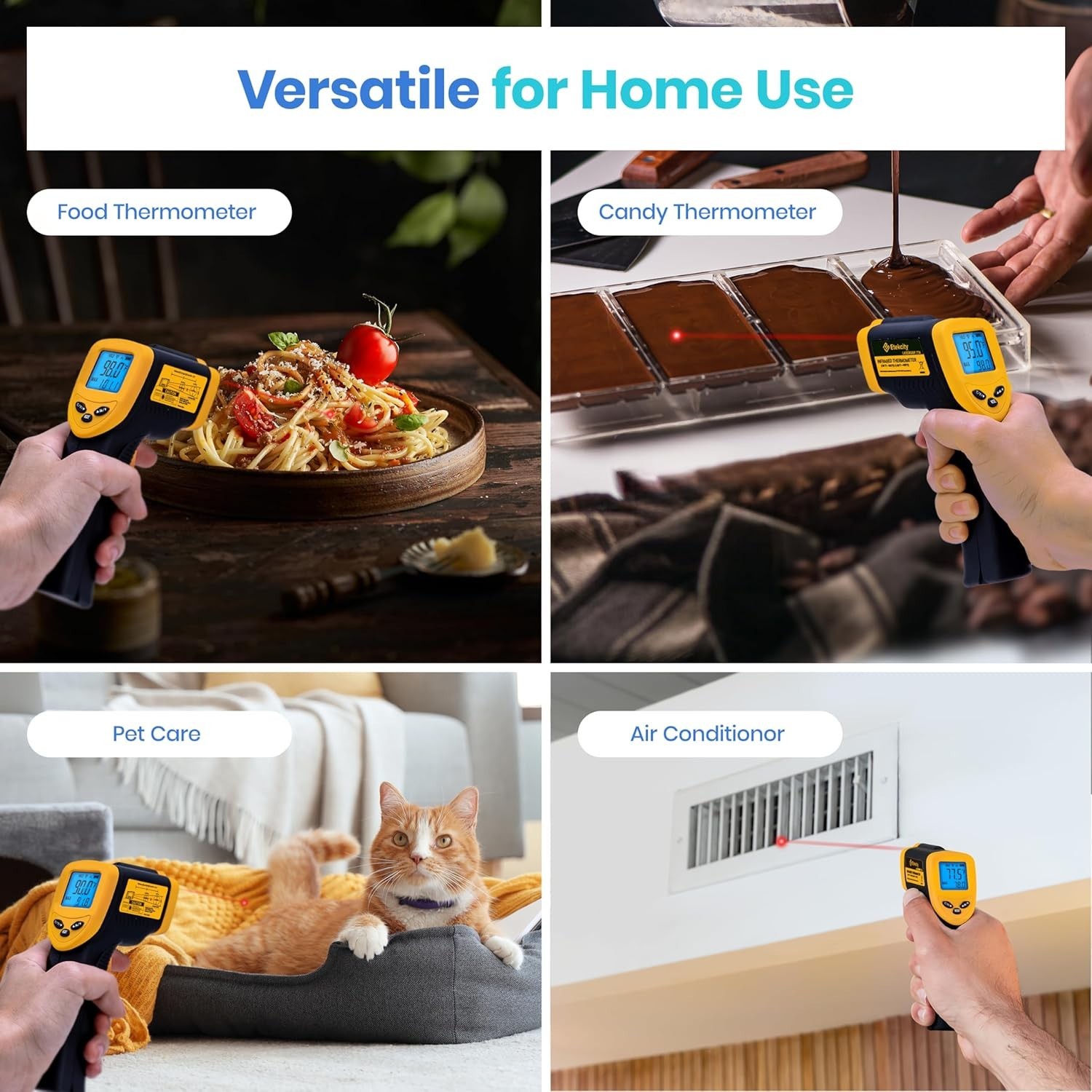 Versatile Non-Contact Temperature Gun for BBQ, Food, and Home Use - 12:1 Ratio