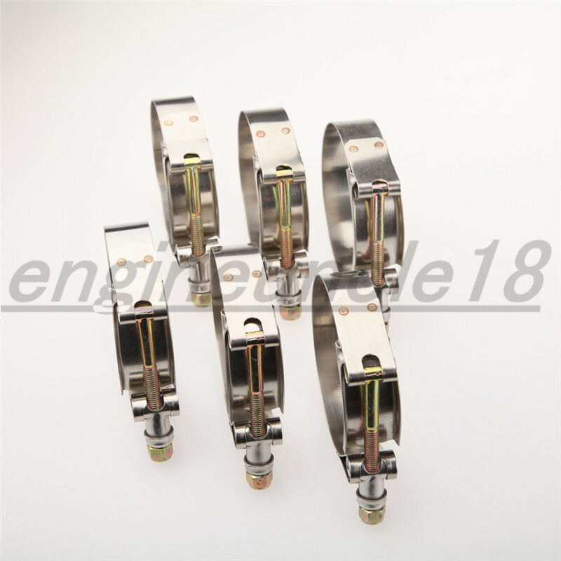 6x 2" Inch Turbo Pipe Hose Coupler Stainless Steel T-bolt Clamps 54mm-62mm US