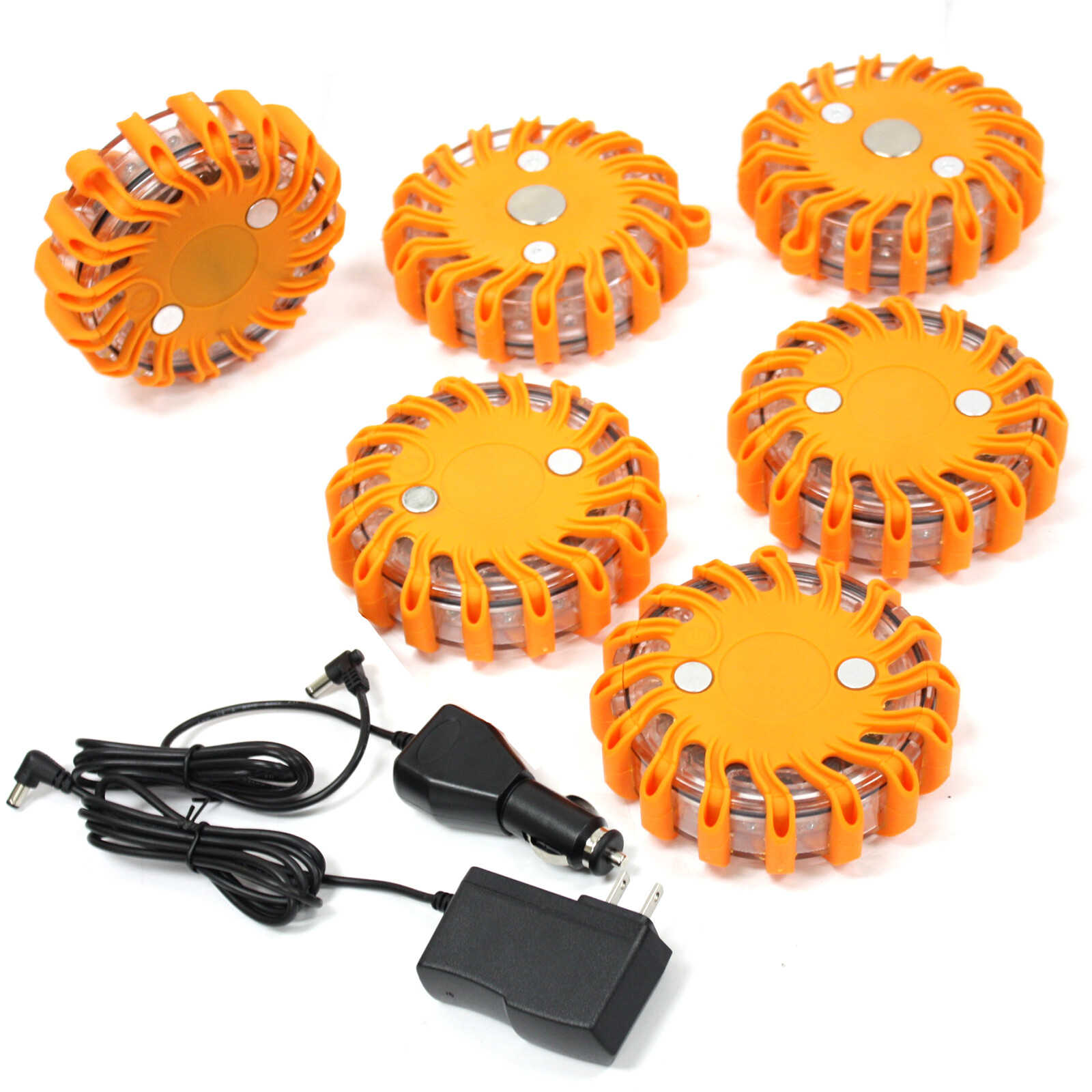 Lot 6 Rechargable LED Safety Flare Emergency Warning Amber Light Roadside Beacon
