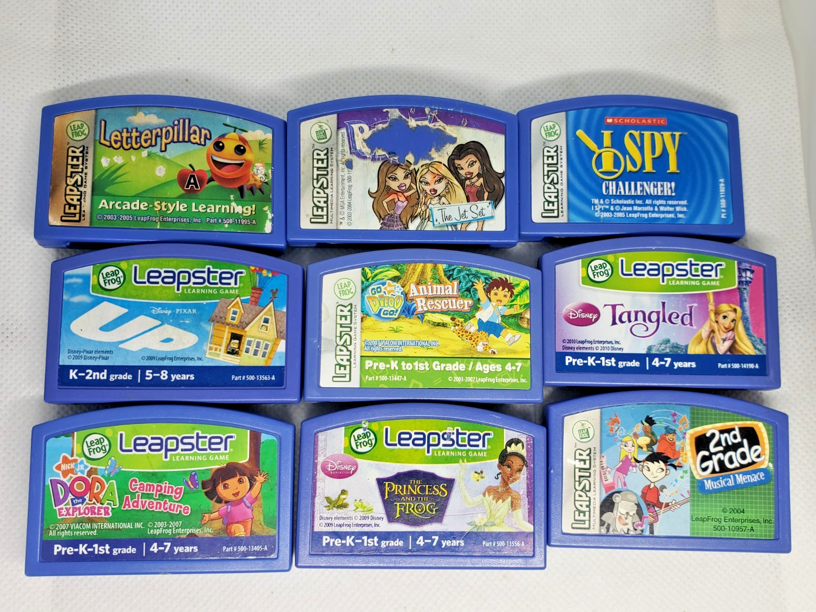 LeapFrog LEAPSTER LEARNING GAME LOT - 9 Cartridges - Bratz Dora Disney
