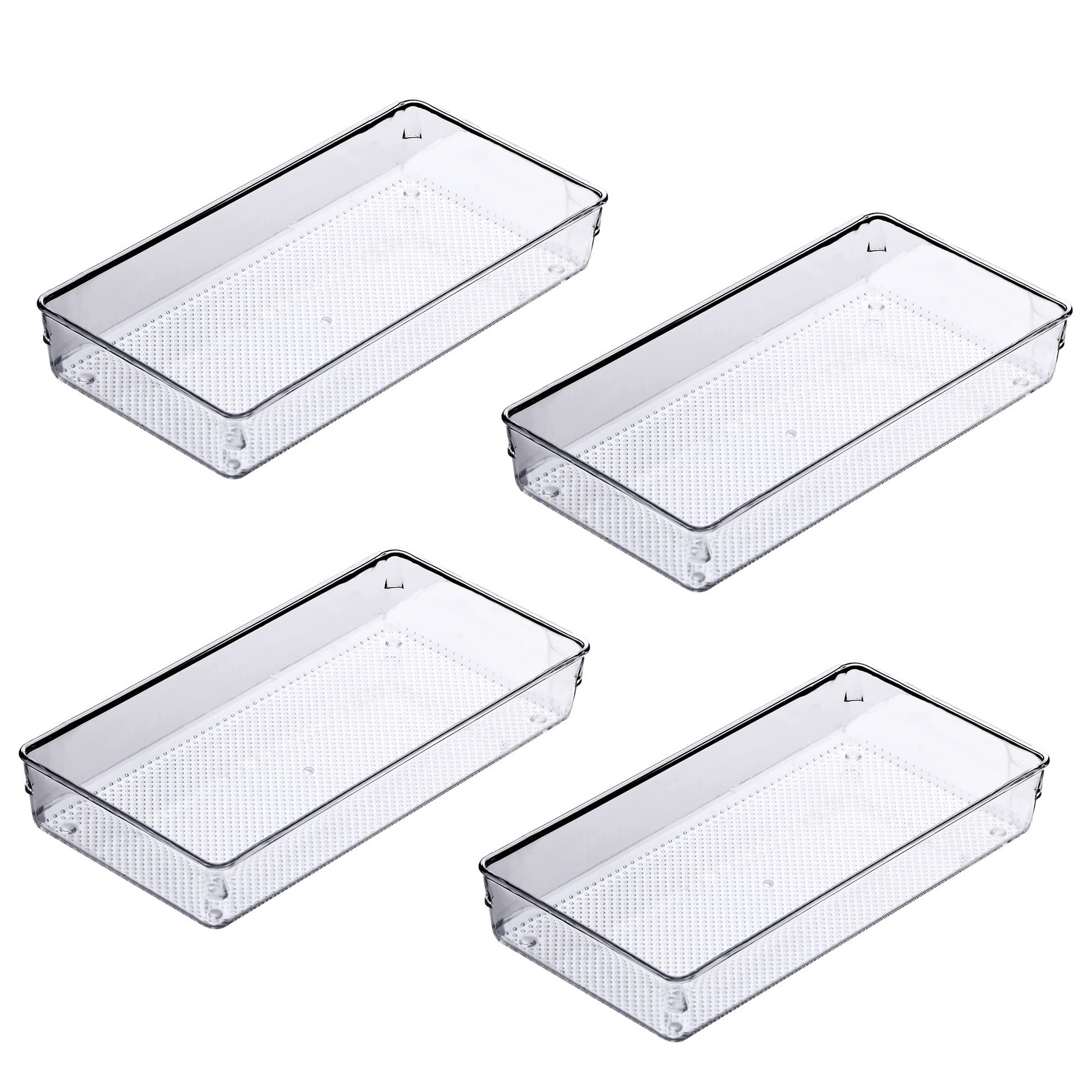 Clear Plastic Desk Drawer Dividers 12''x6''x2'' - Organizer for Makeup