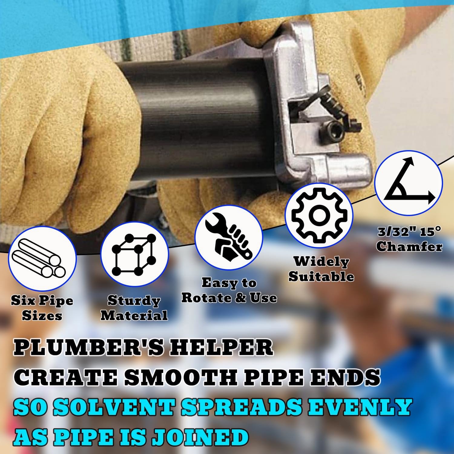 Deburring Tool for Plastic Pipe,PVC Deburring Tool,Handle 1 1/4'' to 4''