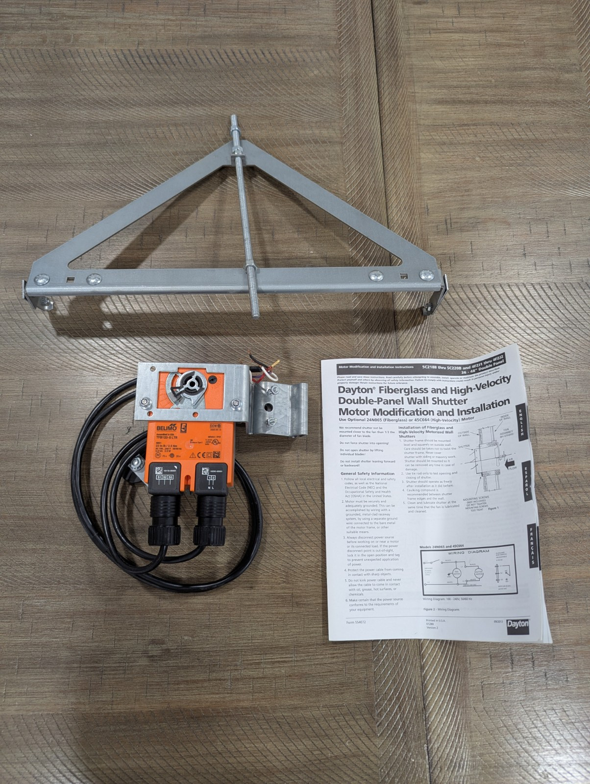 Belimo TFB120 With Dayton Wall Shutter Kit Parts