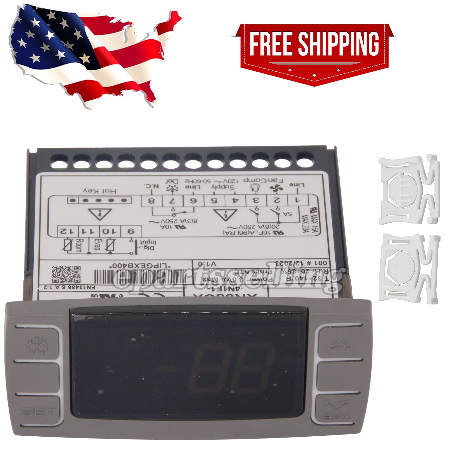 Dixell Temperature Controller XR06CX-4N1F1 With 2 Brackets Black Panel 110V