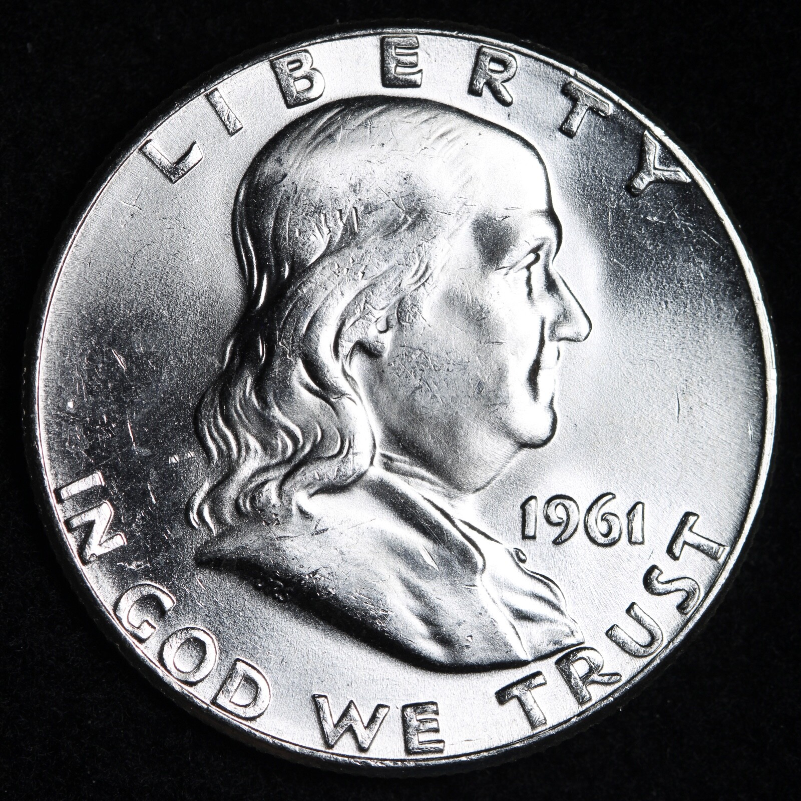 GEM BU UNCIRCULATED UNC MS 1961 SILVER FRANKLIN HALF DOLLAR BRILLIANT LUSTER