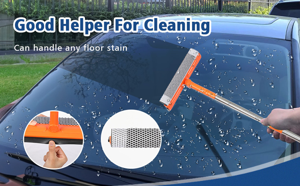 Professional Window Squeegee with 10-55" Extension Poles,2 in 1 Window Cleaner