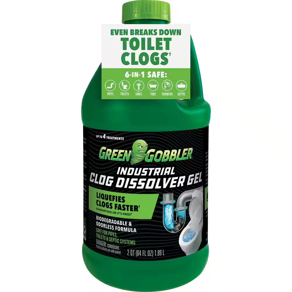 Green Gobbler Industrial Strength Gel Grease and Hair Clog Remover - 64 Oz