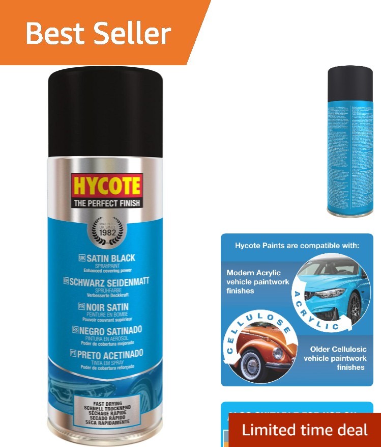 Satin Black Acrylic Spray Paint, 400ml - Easy Application & Long-Lasting Finish