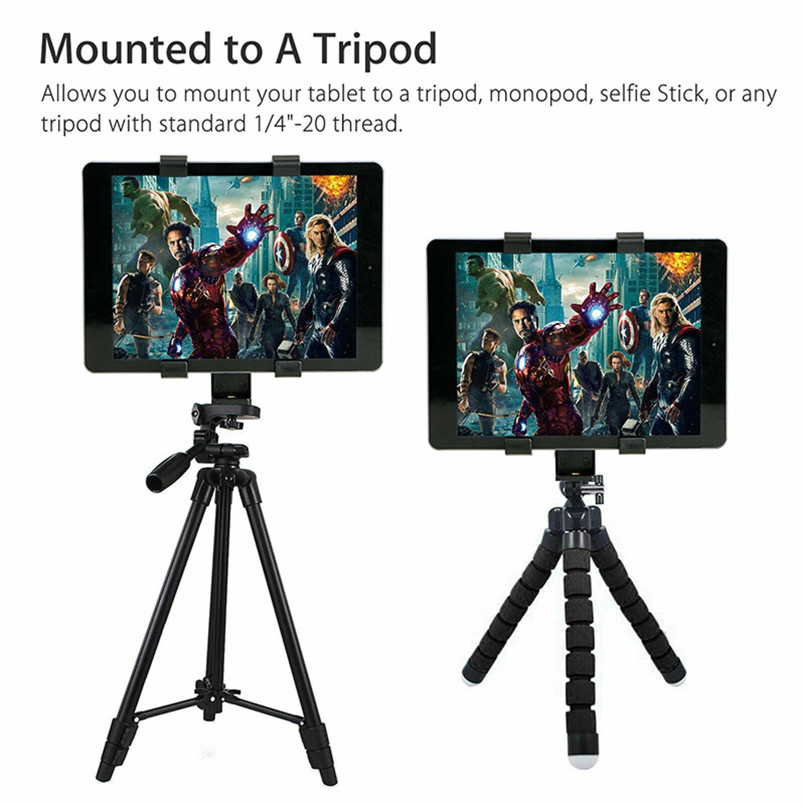 1/4in Thread Adjustable 7-10" Tablet Tripod Mount Adapter Clamp Holder Bracket