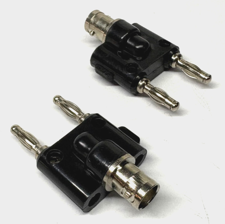 (1) BNC Female to Dual 4mm Banana Male Plug Binding Coaxial Adapter Connector
