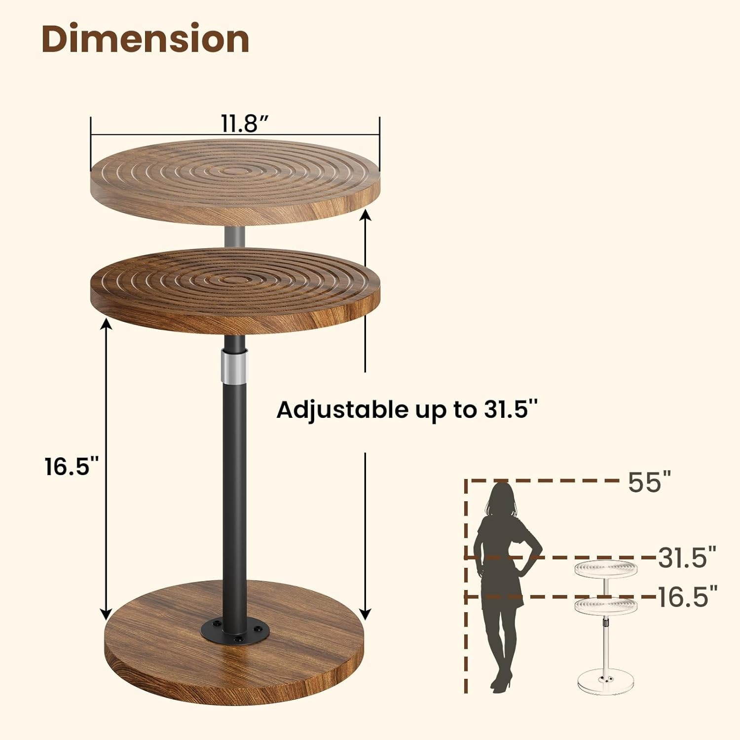 Drink Table, Pedestal Side Table, Small Round Side Table for Small Spaces (Ac...