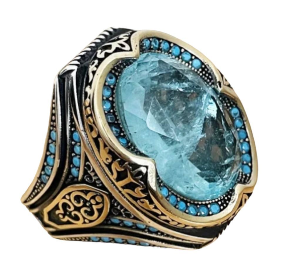 Large stone, flashy men's ring/yu147
