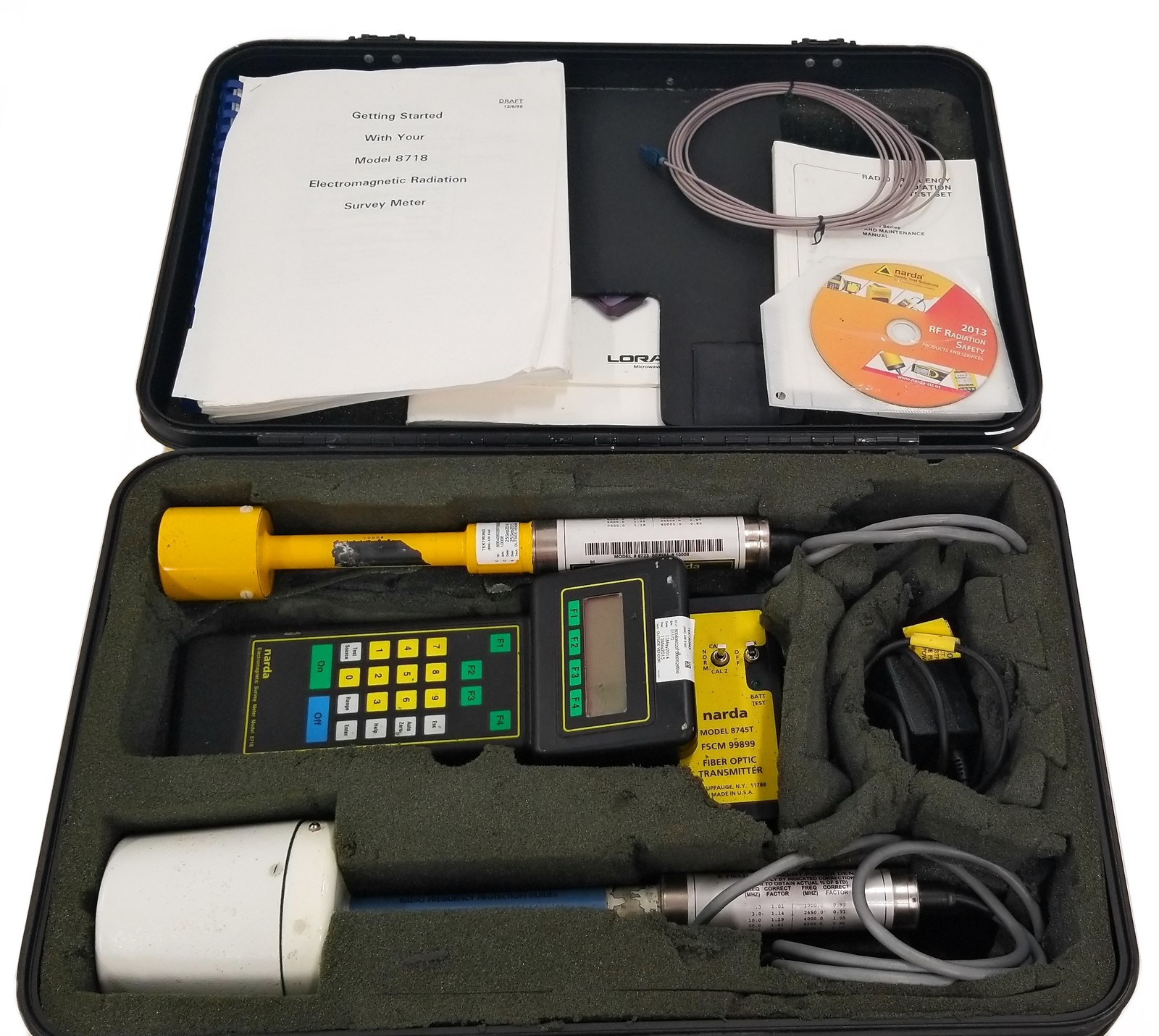 Narda 8700 RF Survey System w/ 8718 Meter 8745T Transmitter 8722B 8723 Probes