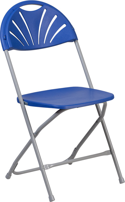 (50 PACK) 650 Lbs Capacity Commercial Grade Fan Back Blue Plastic Folding Chair