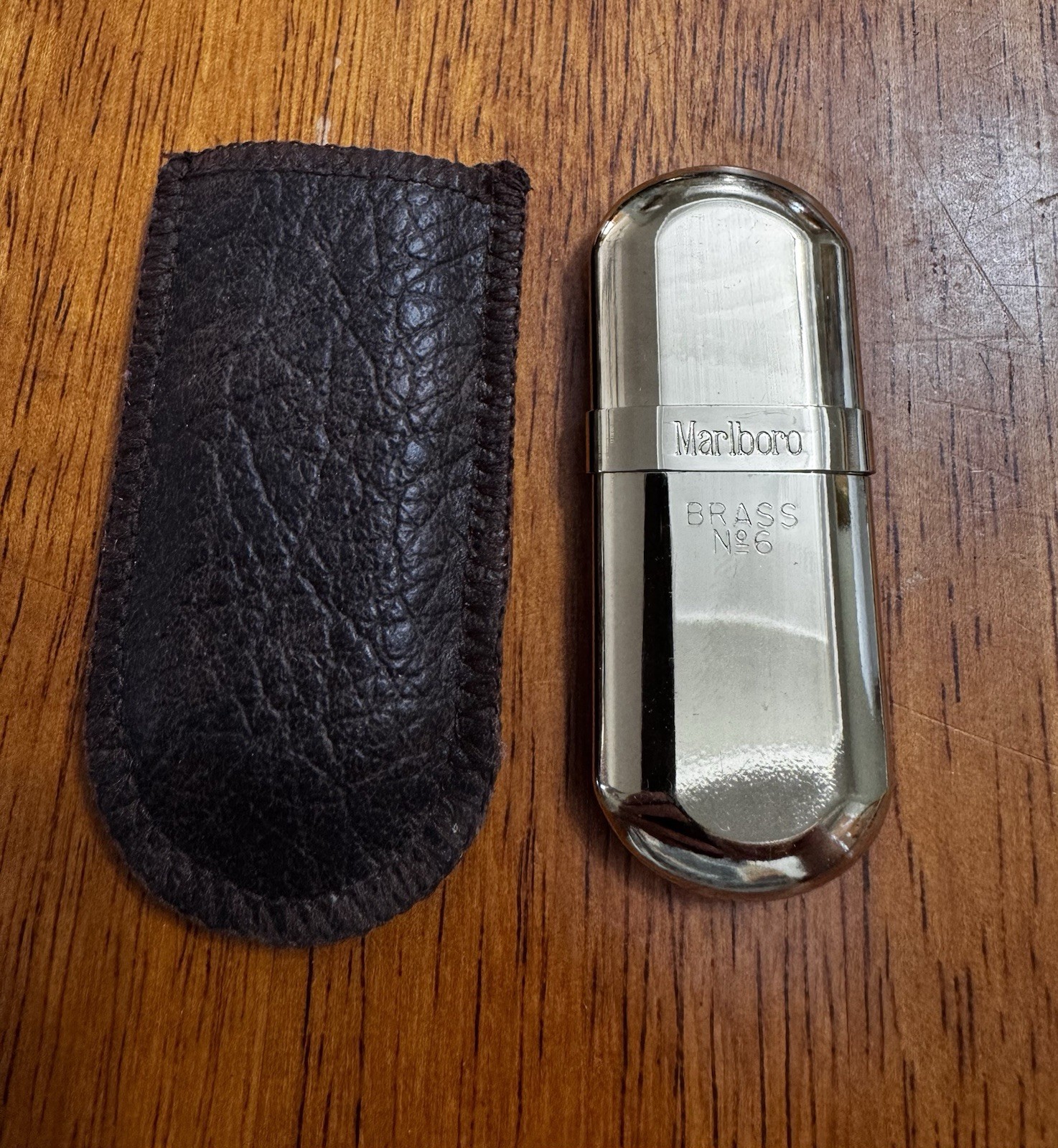 Vintage Brass Marlboro No. 6 Lighter with Case