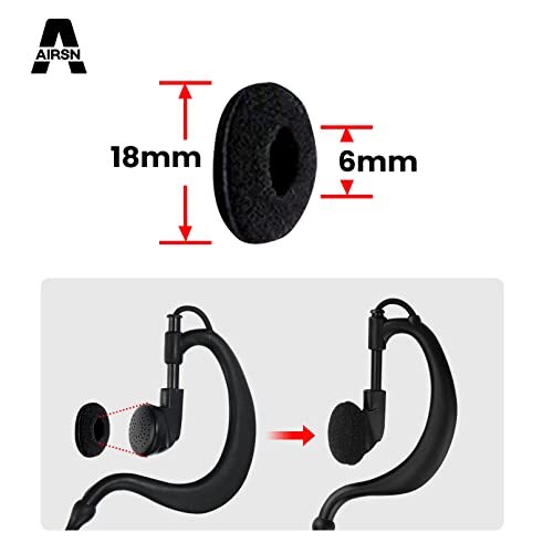 10 Pack Replacement Ear Foam for 18mm EarpieceHeadphoneTwo Way Radio Walkie T...