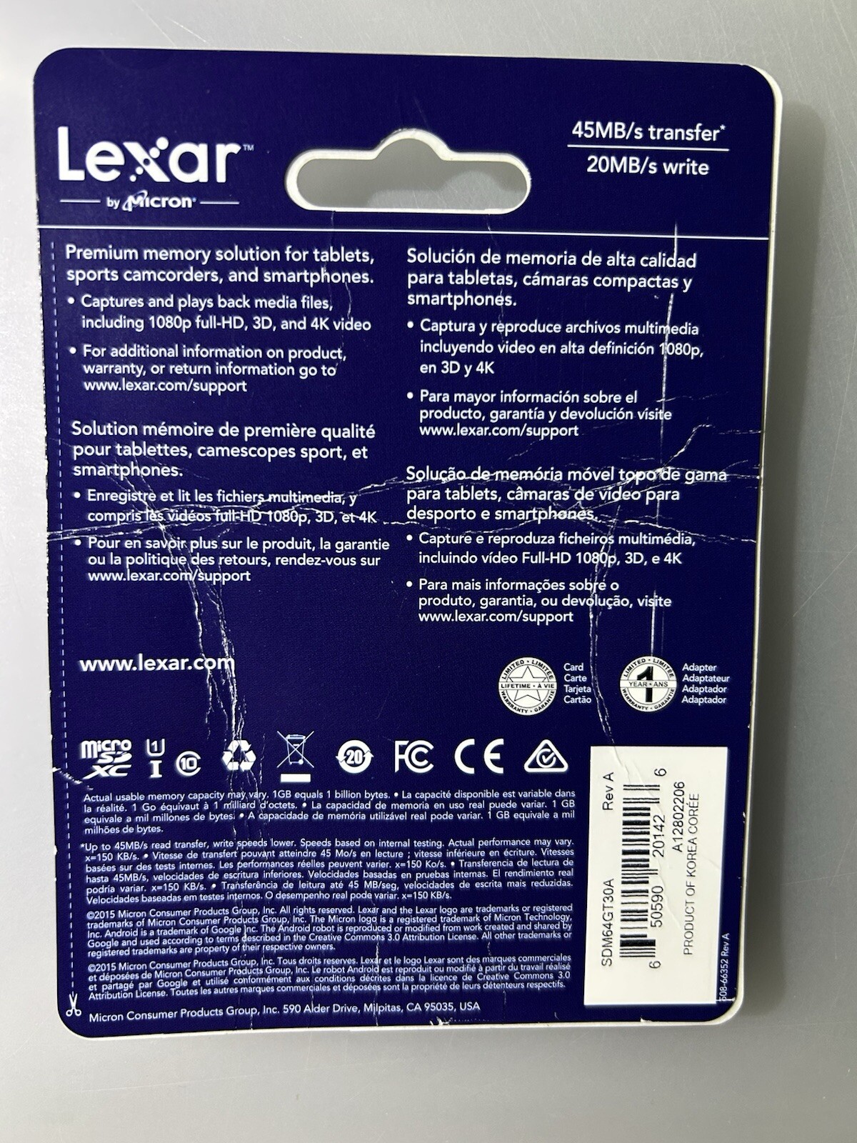 LEXAR- 64GB, High Performance 300x microSDXC, UHS-1