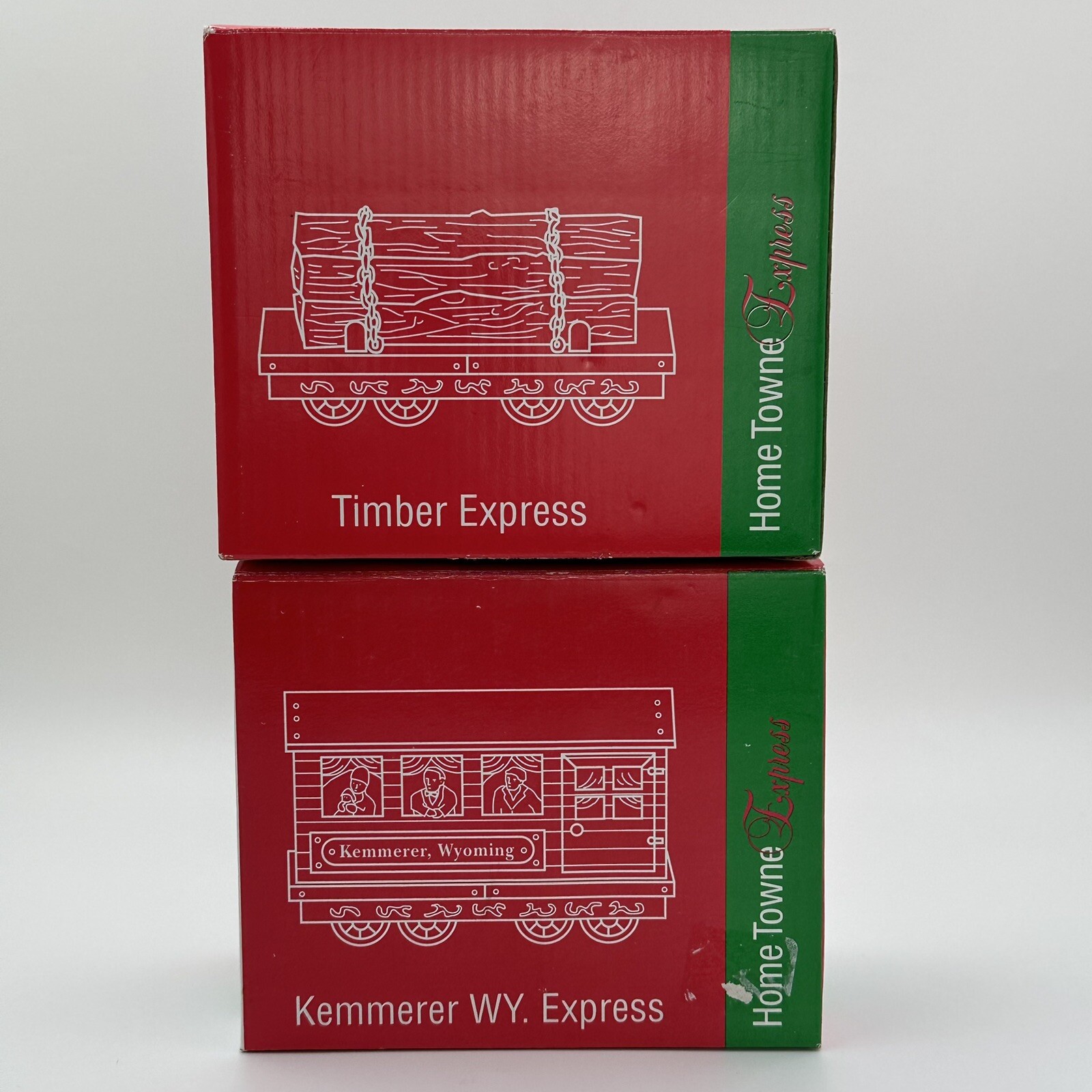 Lot of 2 JC Penney 1998 Home Towne Express Christmas Trains Timber Kemmerer