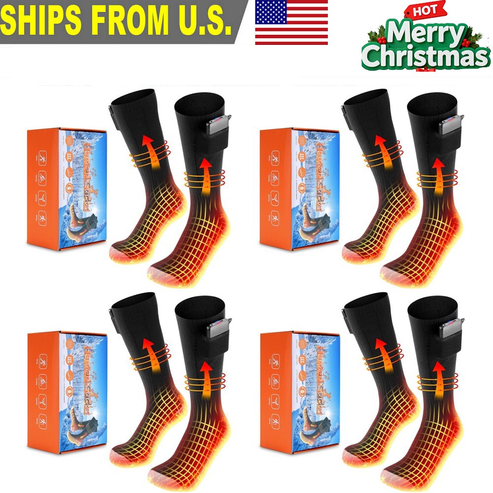 5000mAh Electric Heated Socks Men Women Winter Thermal Foot Warmer Xmas Gifts