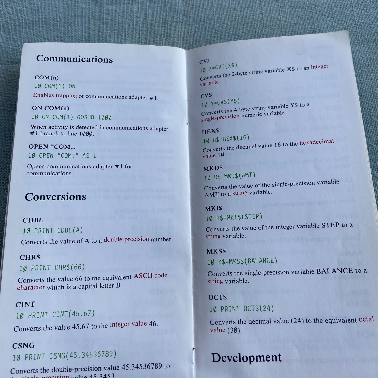 Vintage IBM BASIC Quick Reference Book Manual 1st Edition 1984 PC Hardware Libra