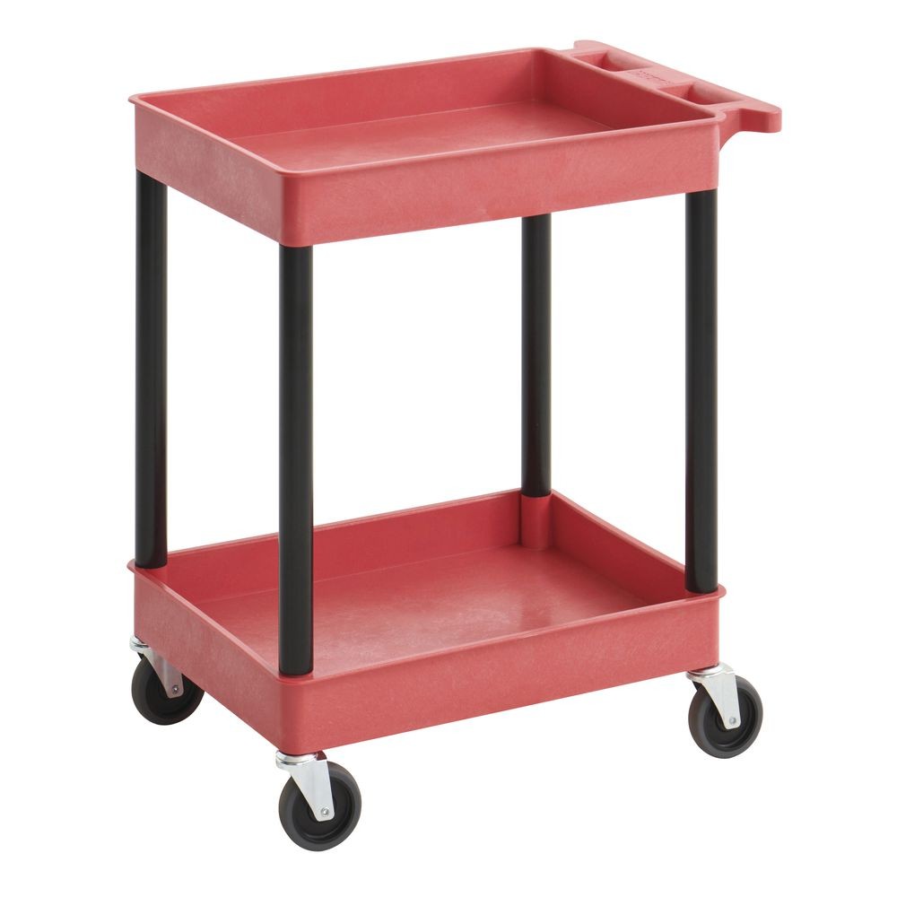 Hubert Utility Cart with Lip, 2-Shelf - 18 29/50"L x 27 17/25"W x 31 21/50"H