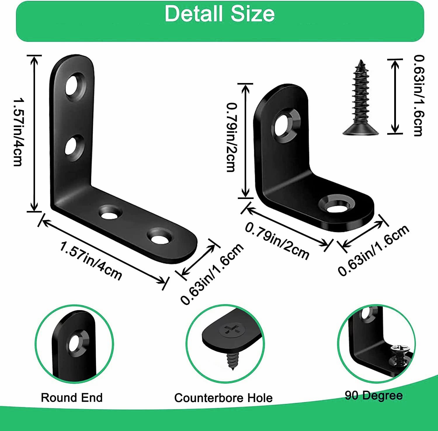 YAMASO 20PCS L Bracket Corner Bracket,Black Small Right Angle Black