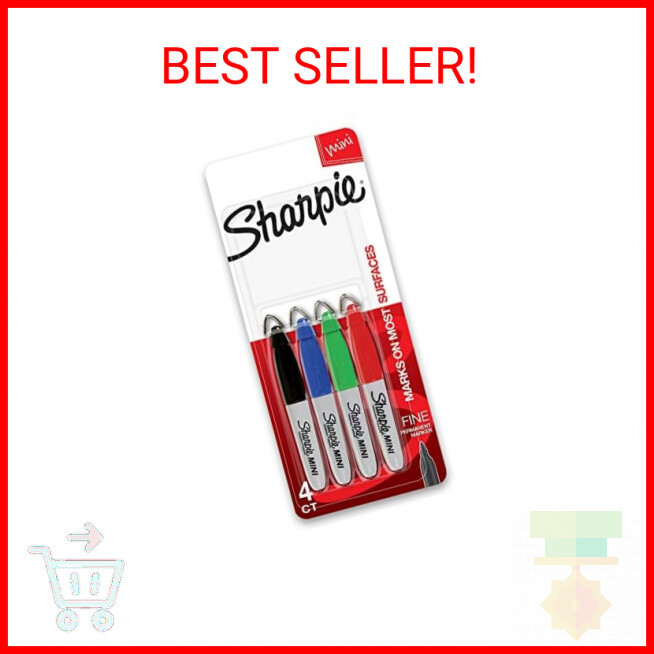 Sharpie Mini Permanent Markers, Fine Point, Assorted Colors, 4 Count
