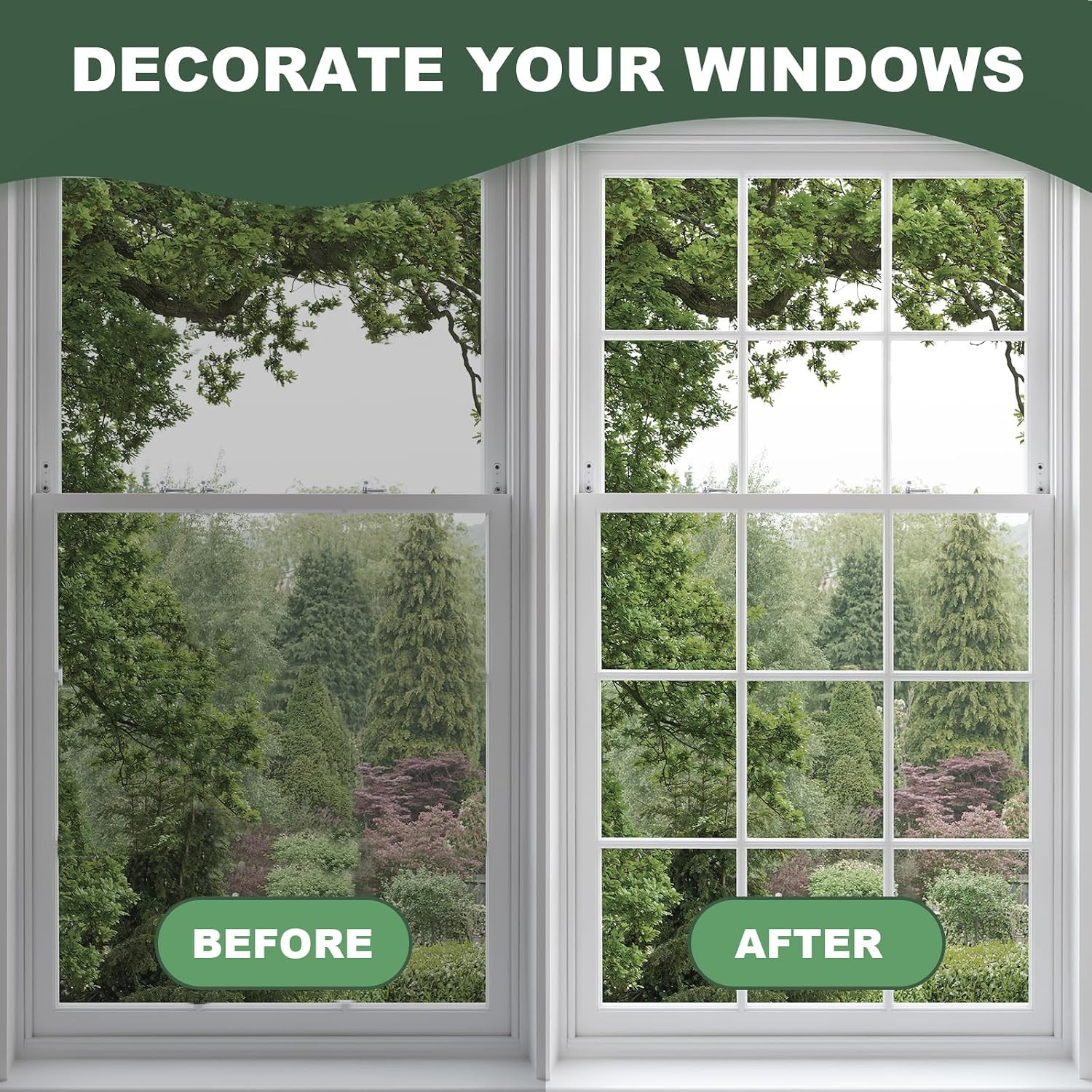 Window Grid Kit, 0.59inx36ft Window Grille Inserts Grid Kit, White TPE Self-Adhe