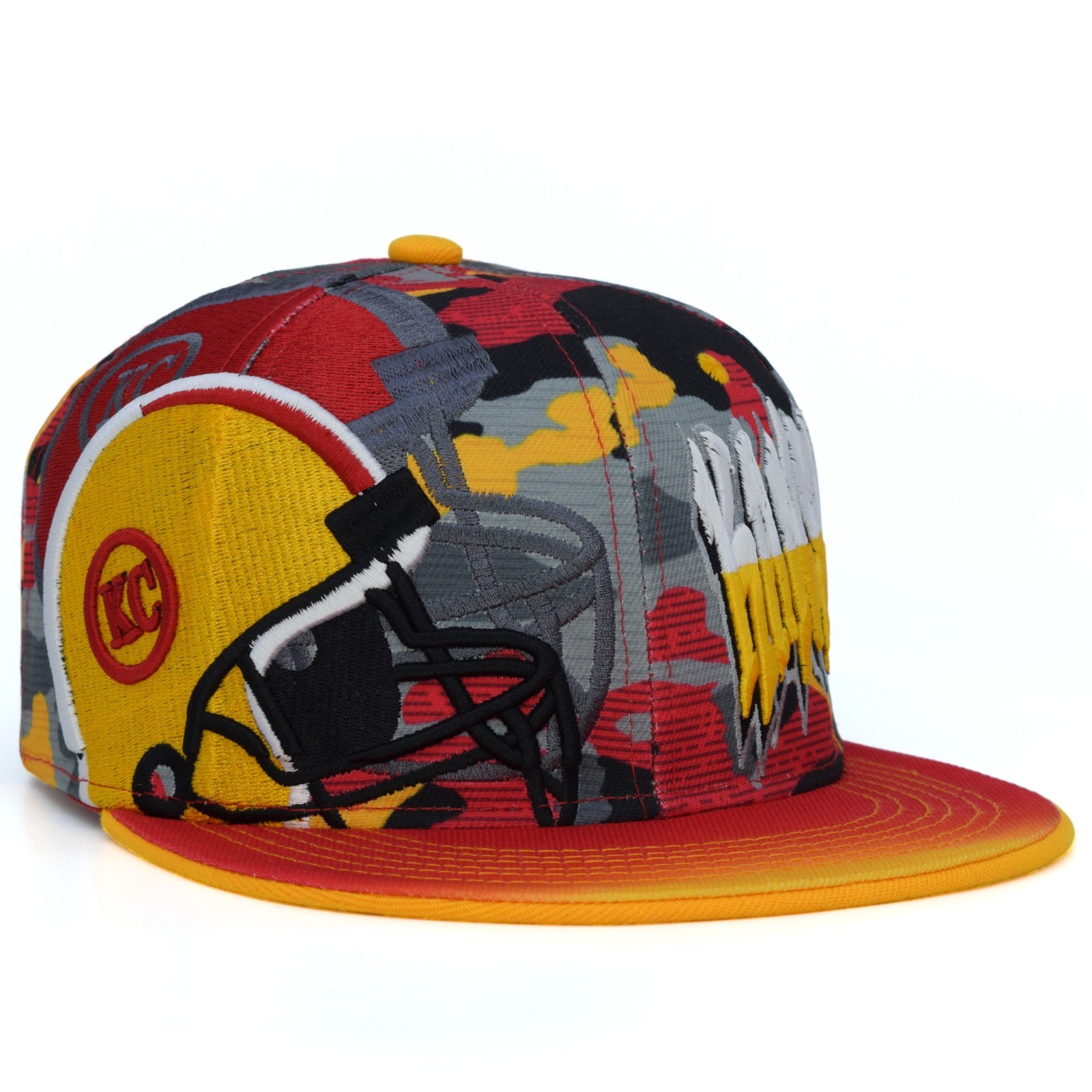 Kansas City New Graffiti Name Football KC Helmet Red Camo SnapBack Hat Cap