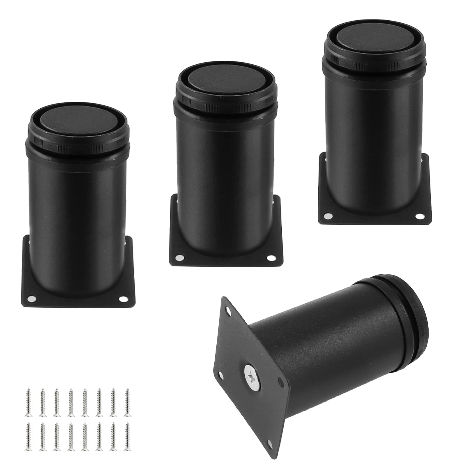 Kyuionty Set of 4 Stainless Steel Furniture Legs 3 Inch, 3 inch, Black