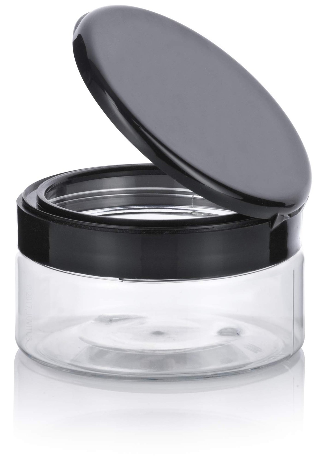 6 PCS 8 Oz Clear PET Plastic Refillable Low Profile Jar With Black Flip Top