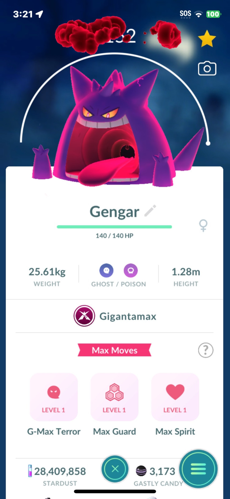 Pokémon Go!-Level 50 Gigantamax Gengar Maxed 3 Move Trade go Fast Shipping✅