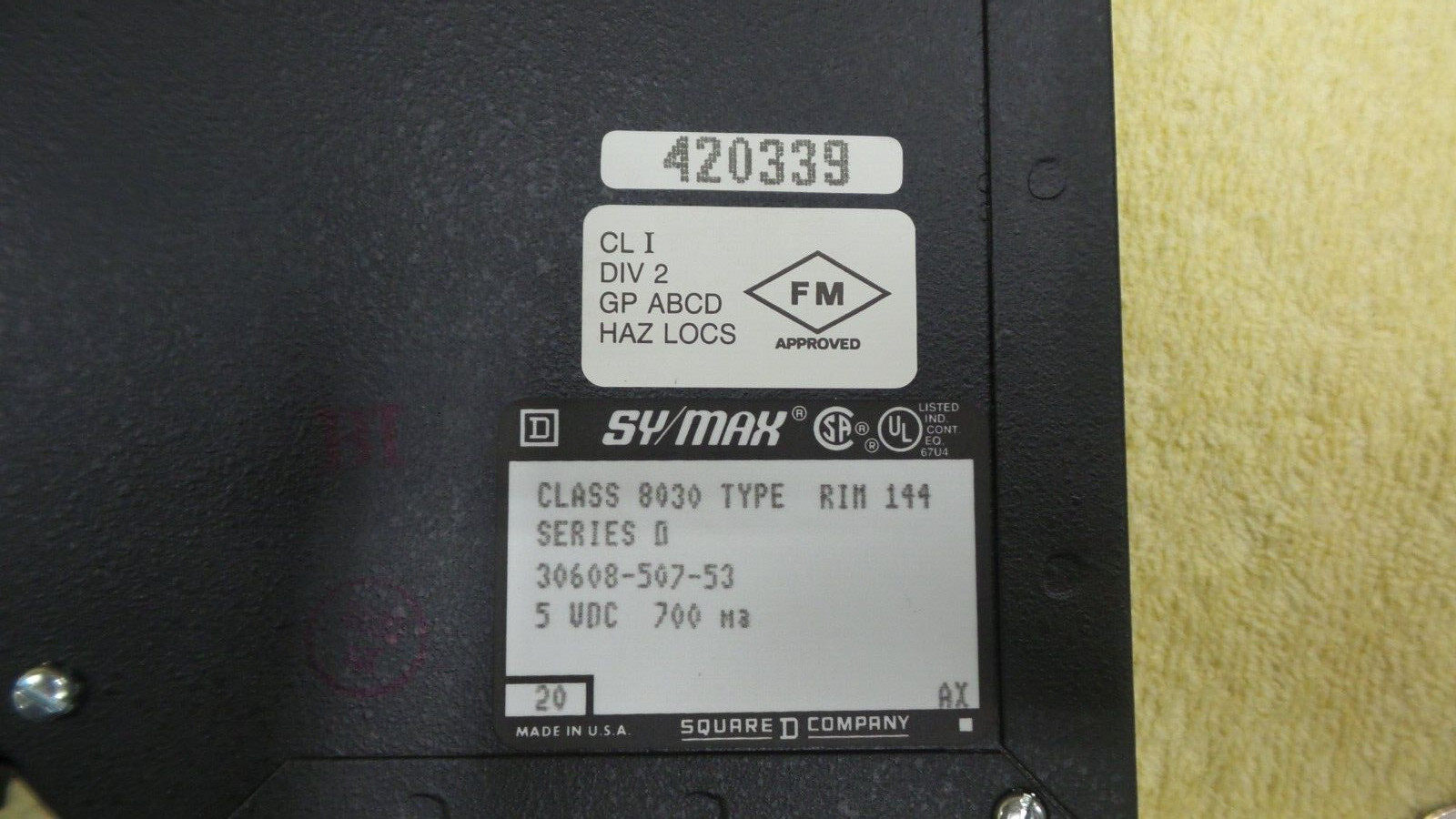 Square D Sy/Max Class 8030 Type RIM 144, Series D , USED, BCD/GRAY Code, F5