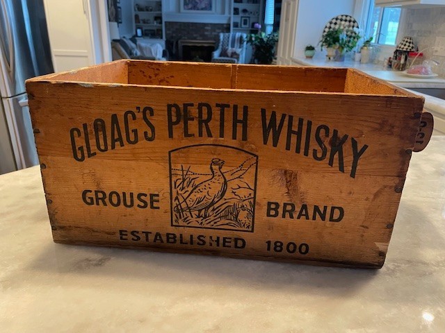 Vintage Gloag’s Perth Whisky Grouse Brand Wood Shipping Crate Box Est 1800