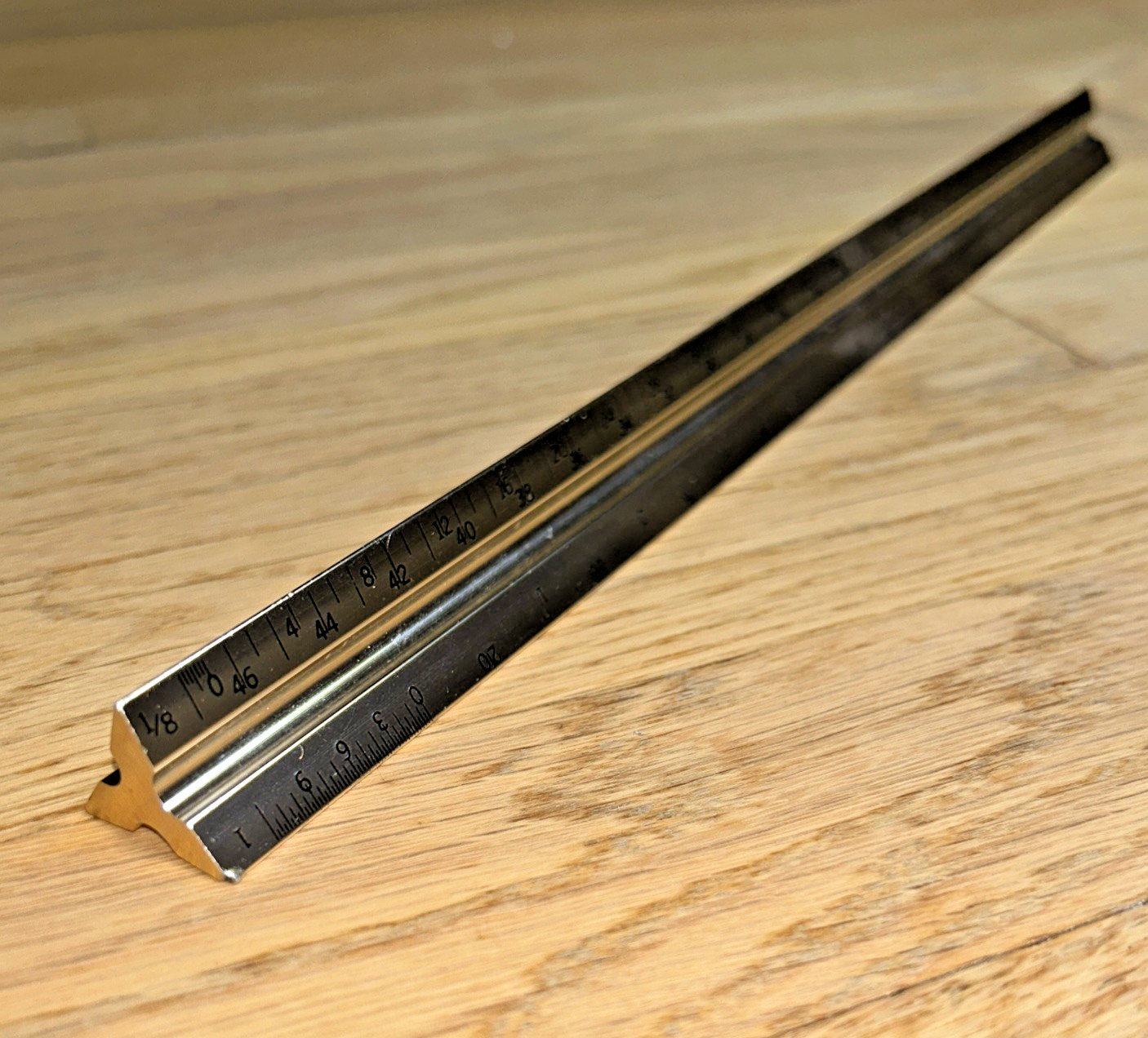 Vintage NEWARK ELECTRONICS / RCA Solid State BRASS Architectural Triangle Ruler