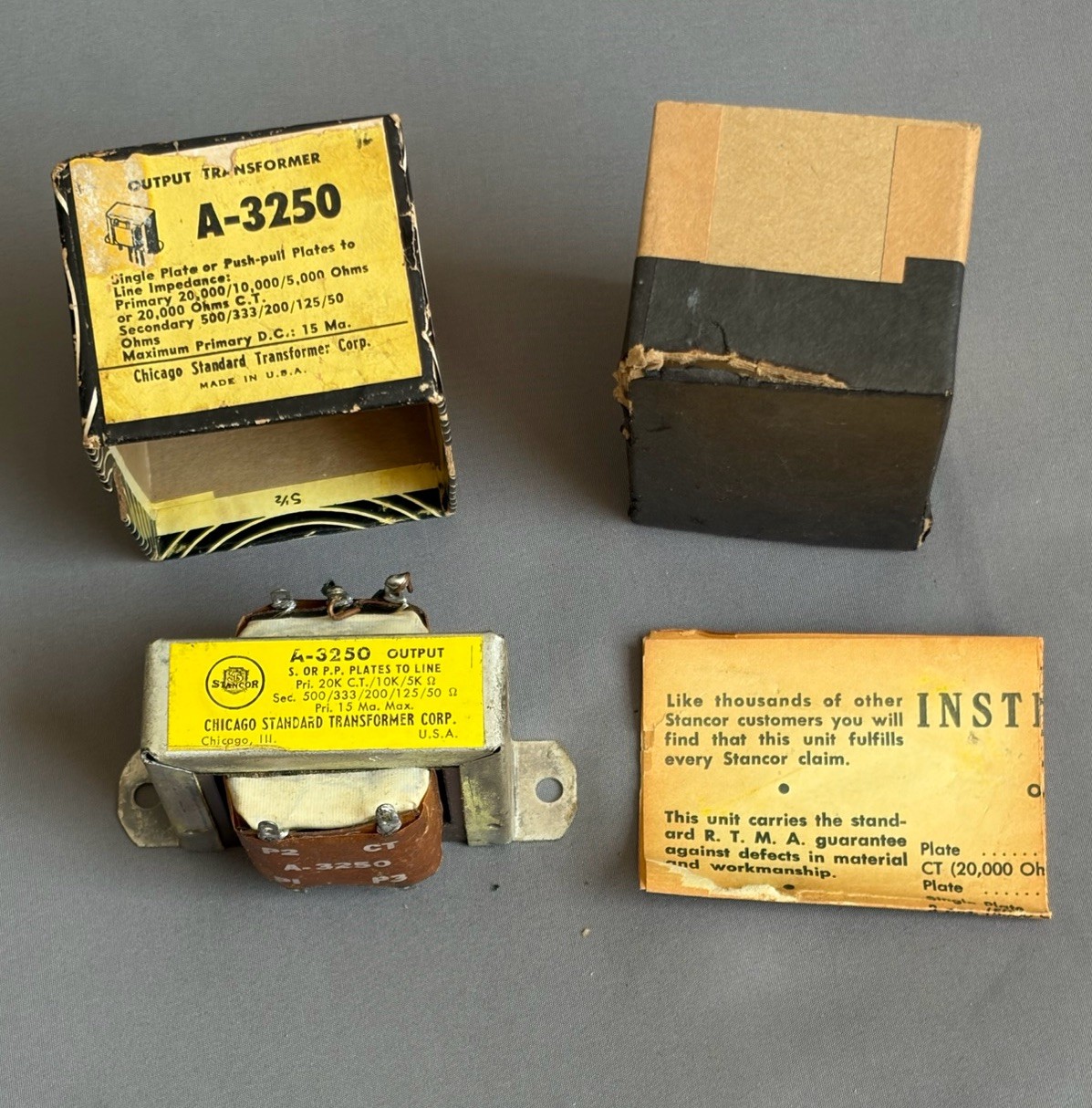 Stancor Output Transformer A-3250 With Box Primary 20K CT/10K/5K ohm see photos