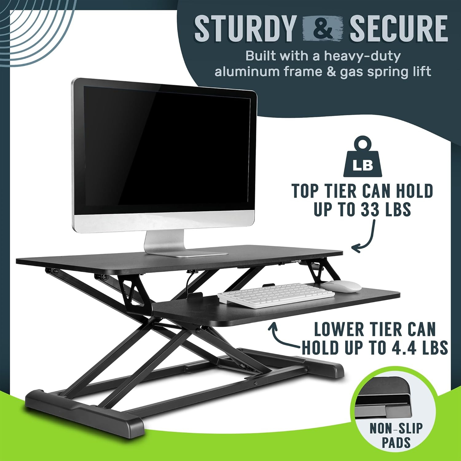 Techorbits Standing Desk Converter - 32 Inch Adjustable Sit to Stand up Workstat