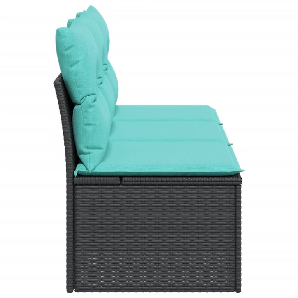 Garden Sofa Black 64.96 x 24.41 x 27.17 in Poly rattan