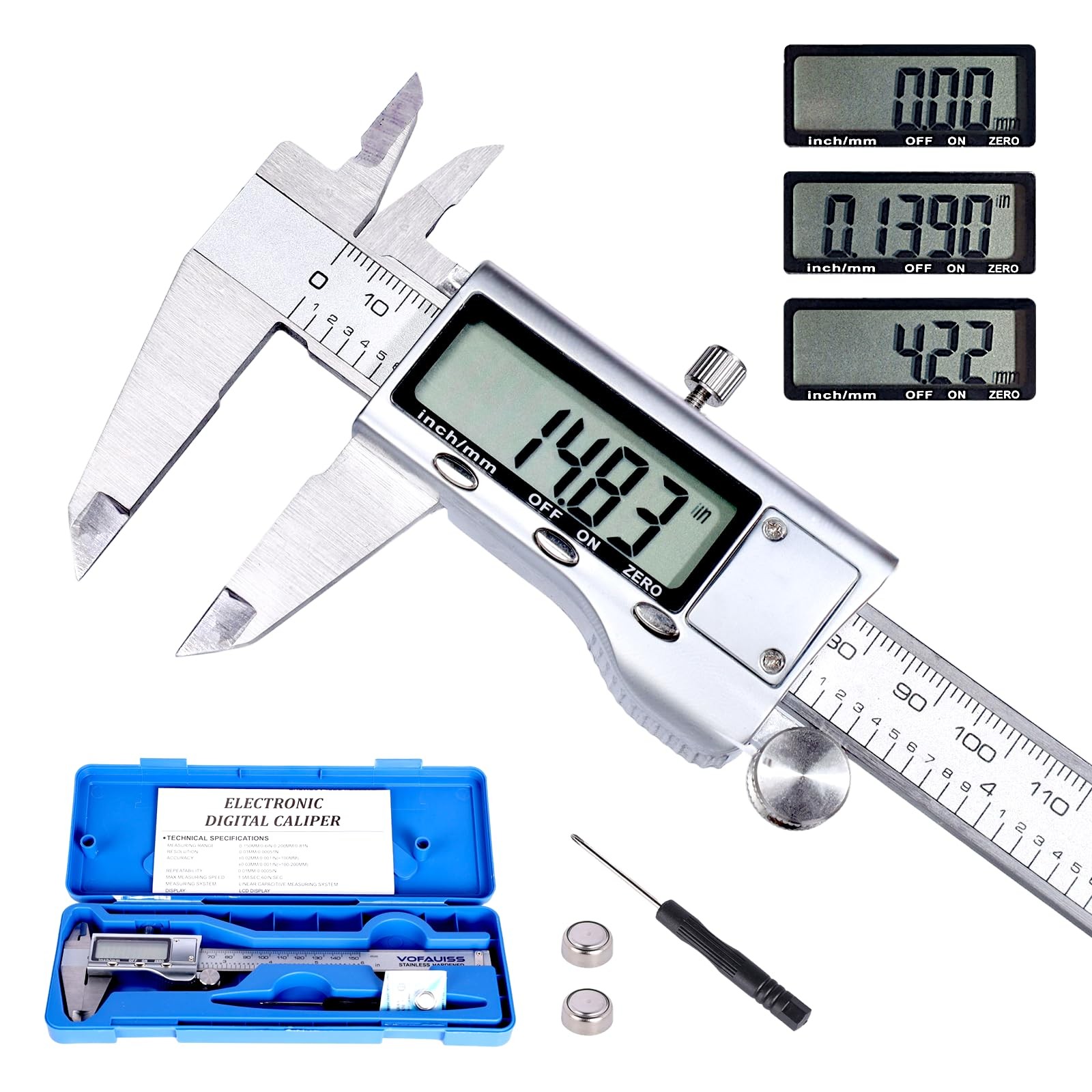 6 Inch 150mm Digital Caliper Stainless Steel Micrometer Dial IP54 Tool Art