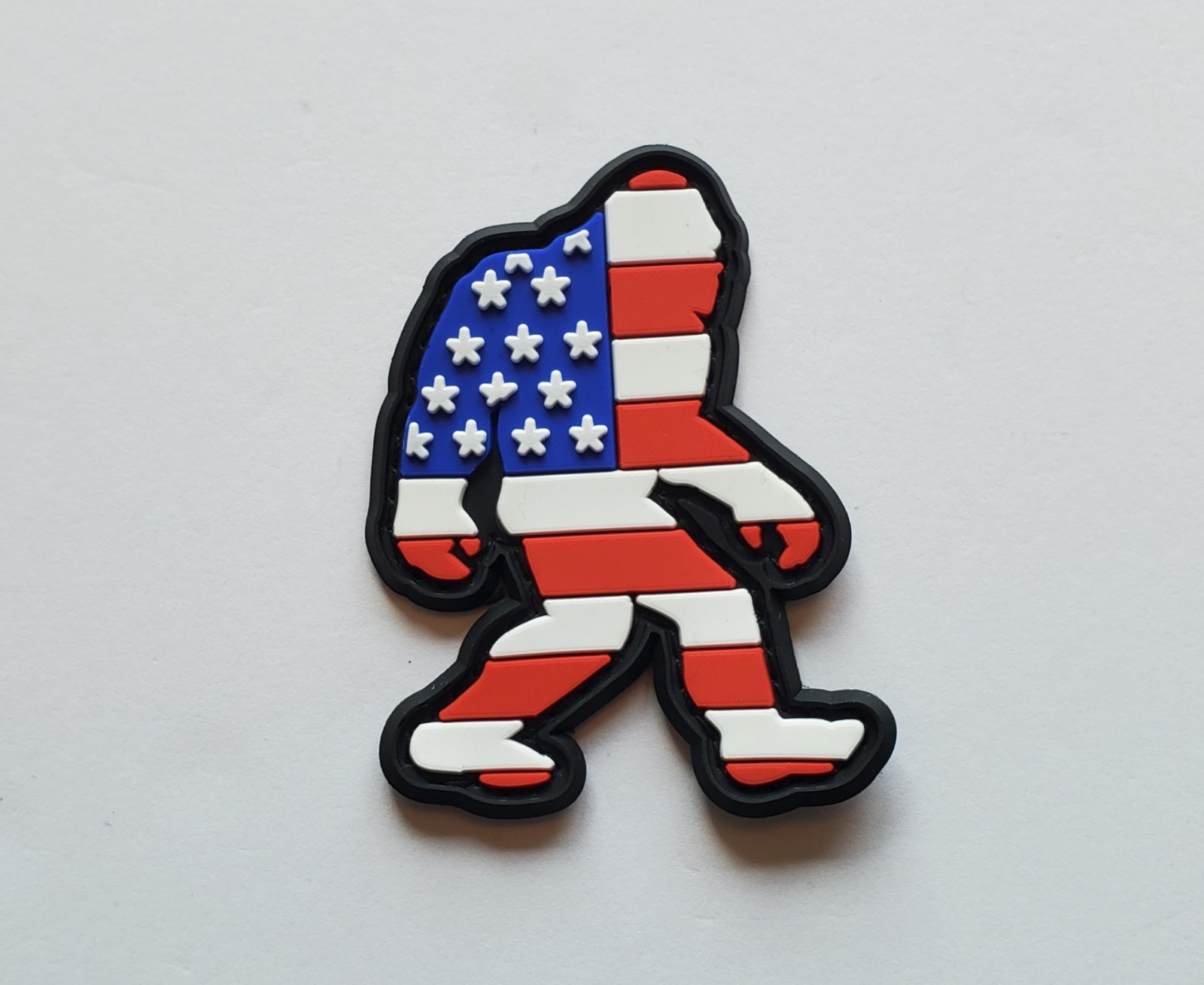 Bigfoot Sasquatch USA Flag PVC Morale patch Hook & Loop 2" x 2.5" NEW