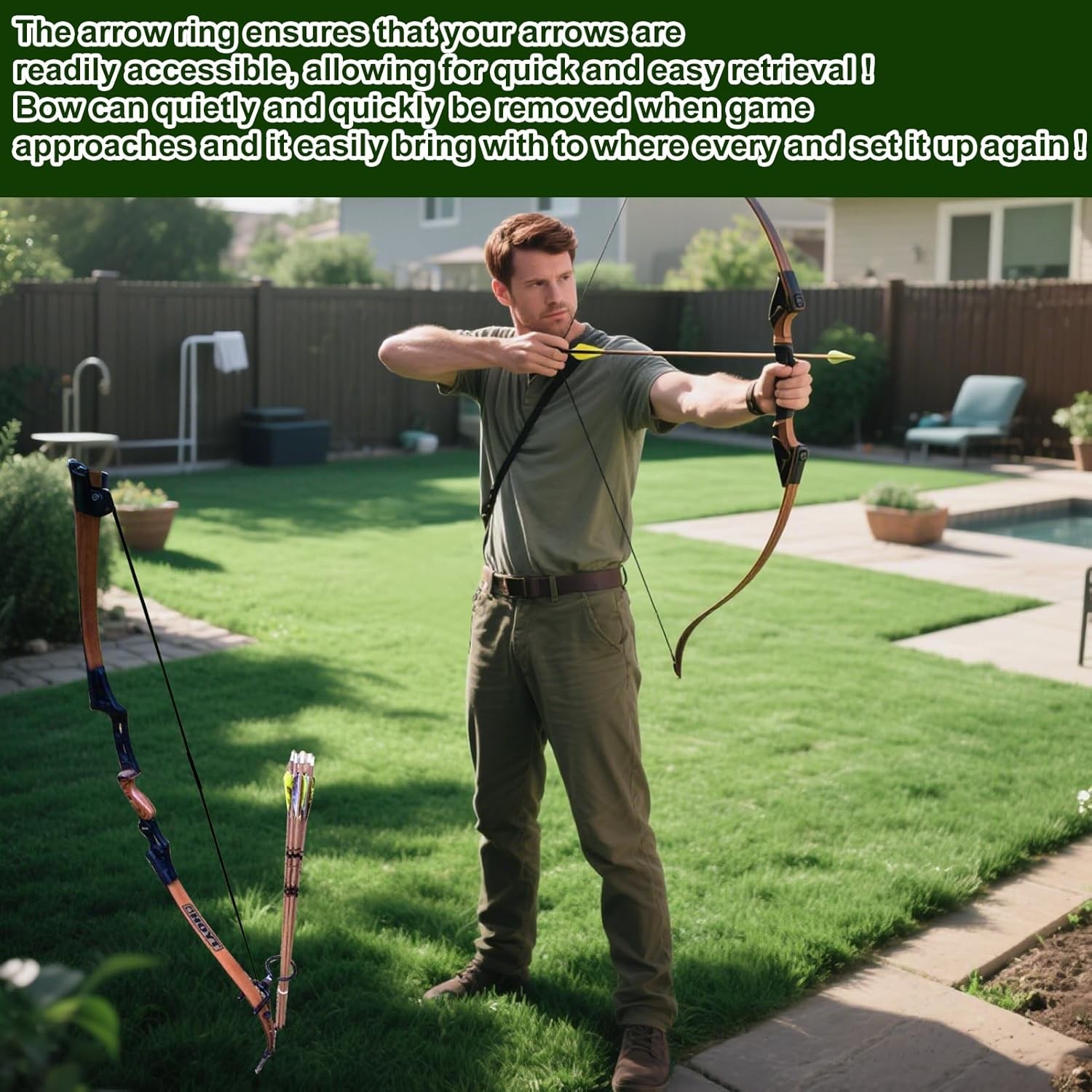 Ground Blind Bow Holder with 360-Degree Rotating Arrow Ring - 1 Pack